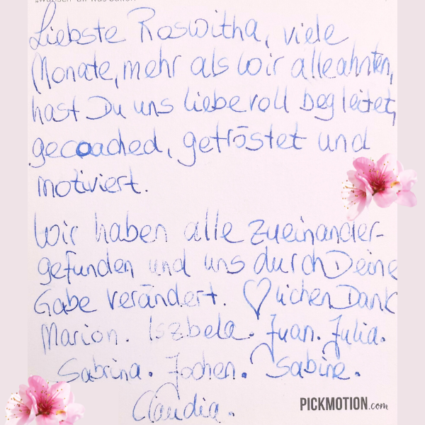Dankeschön einer Gruppenbegleitung bei Coach Frankfurt