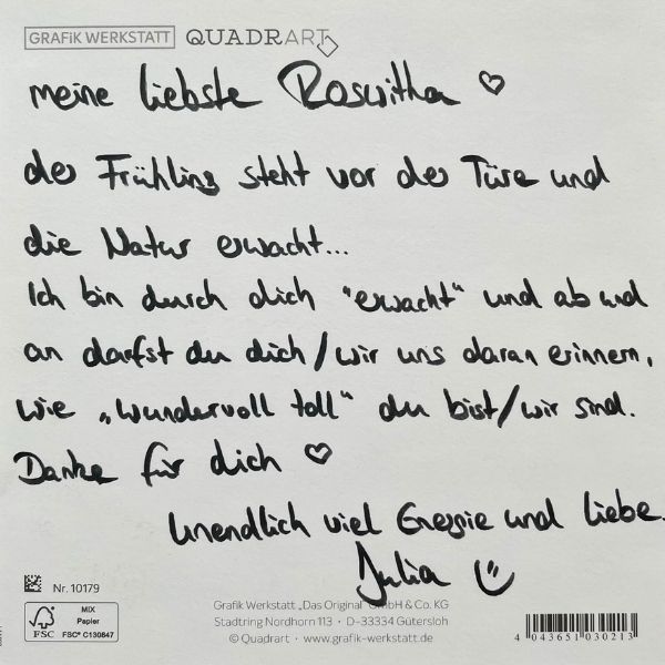 Handgeschriebene Dankeskarte von einer Klientin, Teil 1 – Coach Frankfurt